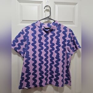 Nooworks Mock Neck Top Shirt Purple Squiggle 2x